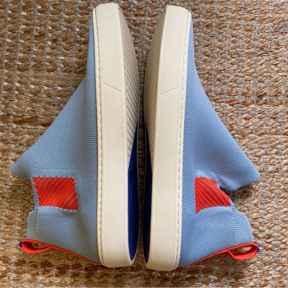 Rothy's Chelsea High Top Boot Size 8 Sneakers Shoes Artic Blue / Orange - Picture 5 of 10